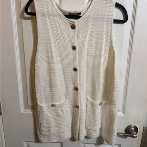 Women's Cream Button-Down Knit Vest